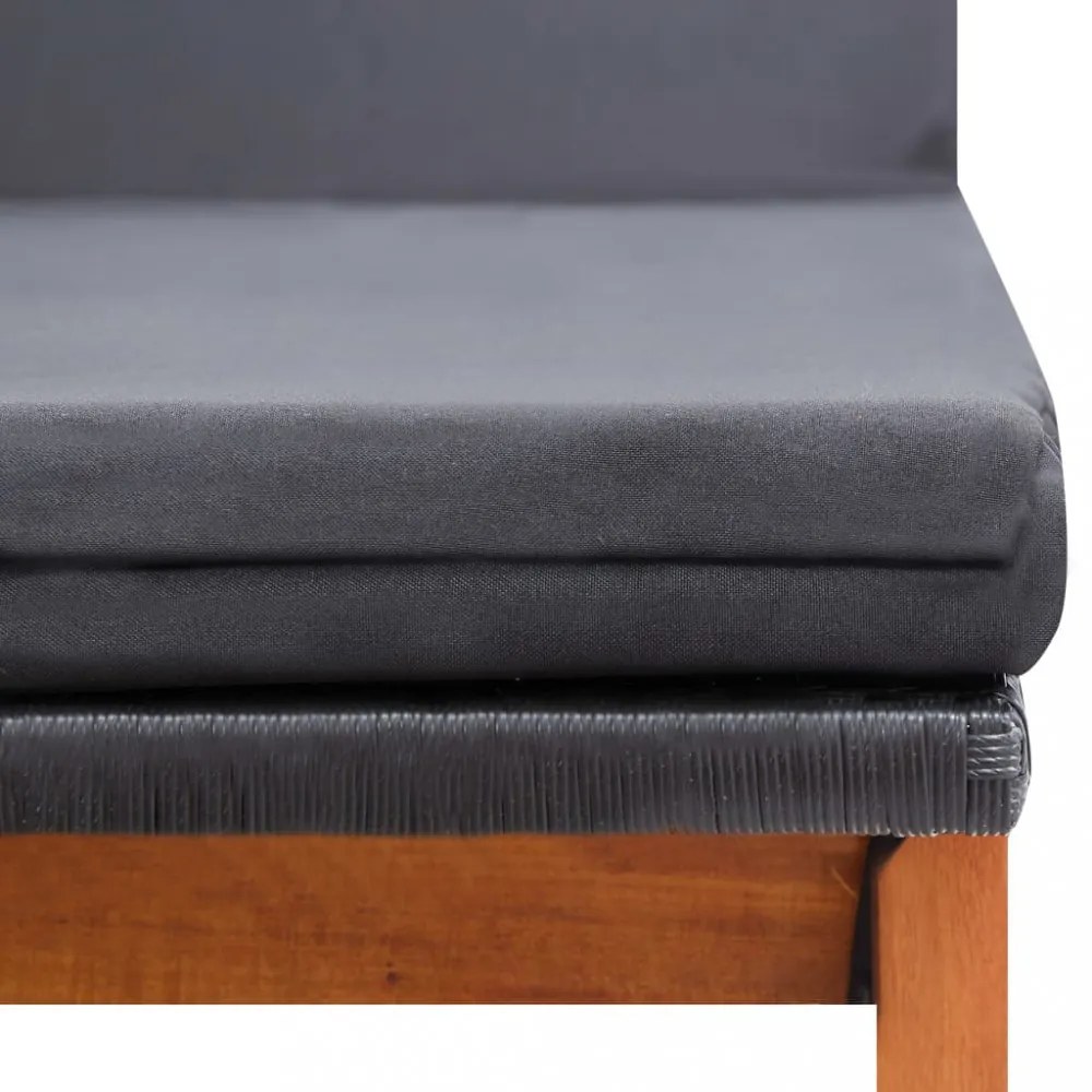 polyrattan és tömör akácfa napozóágy párnával
