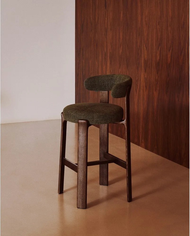 Zöld-sötét natúr színű kőrisfa bárszék (ülésmagasság 75 cm) Granite – Kave Home