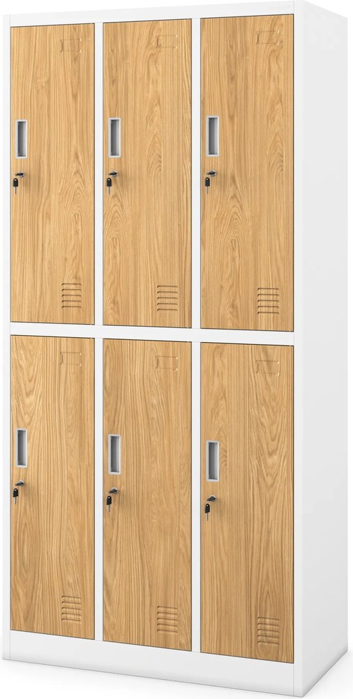 Szociális munkásszekrény fehér/arany tölgy: Eco Design 6 ajtós IGOR