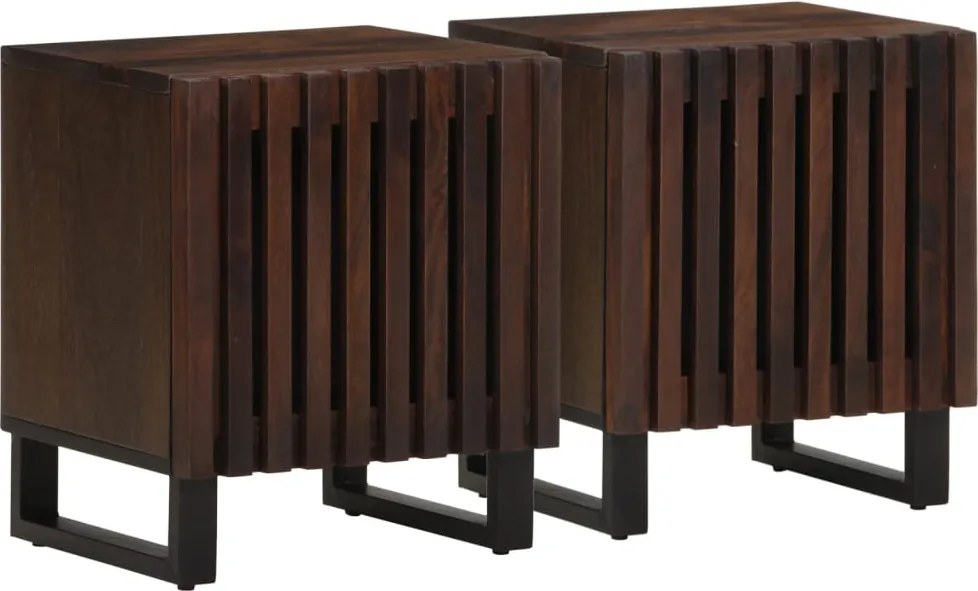 vidaXL 2 db tömör mangófa éjjeliszekrény 40 x 34 x 46 cm
