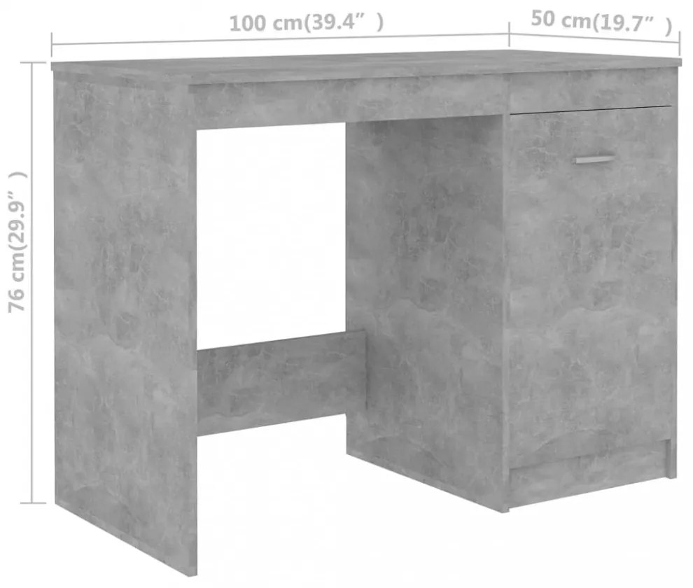 betonszürke szerelt fa íróasztal 140 x 50 x 76 cm