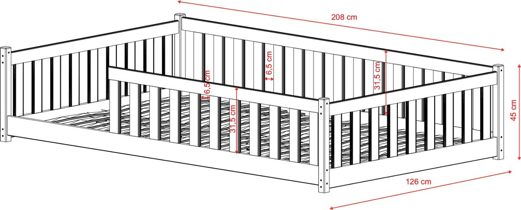 Gyerek egyszemélyes ágy 120x200 LUCINDA - fenyő