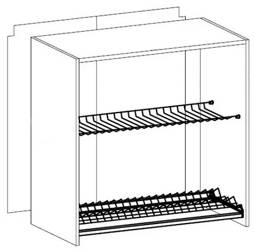 YARD G80C felső konyhaszekrény mosogatótálcával, 80x72x32, fehér/szürke magasfényű