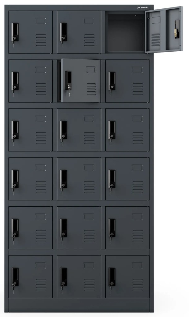 KAROL többrekeszes szociális szekrény, 900 x 1850 x 400 mm, antracitszürke