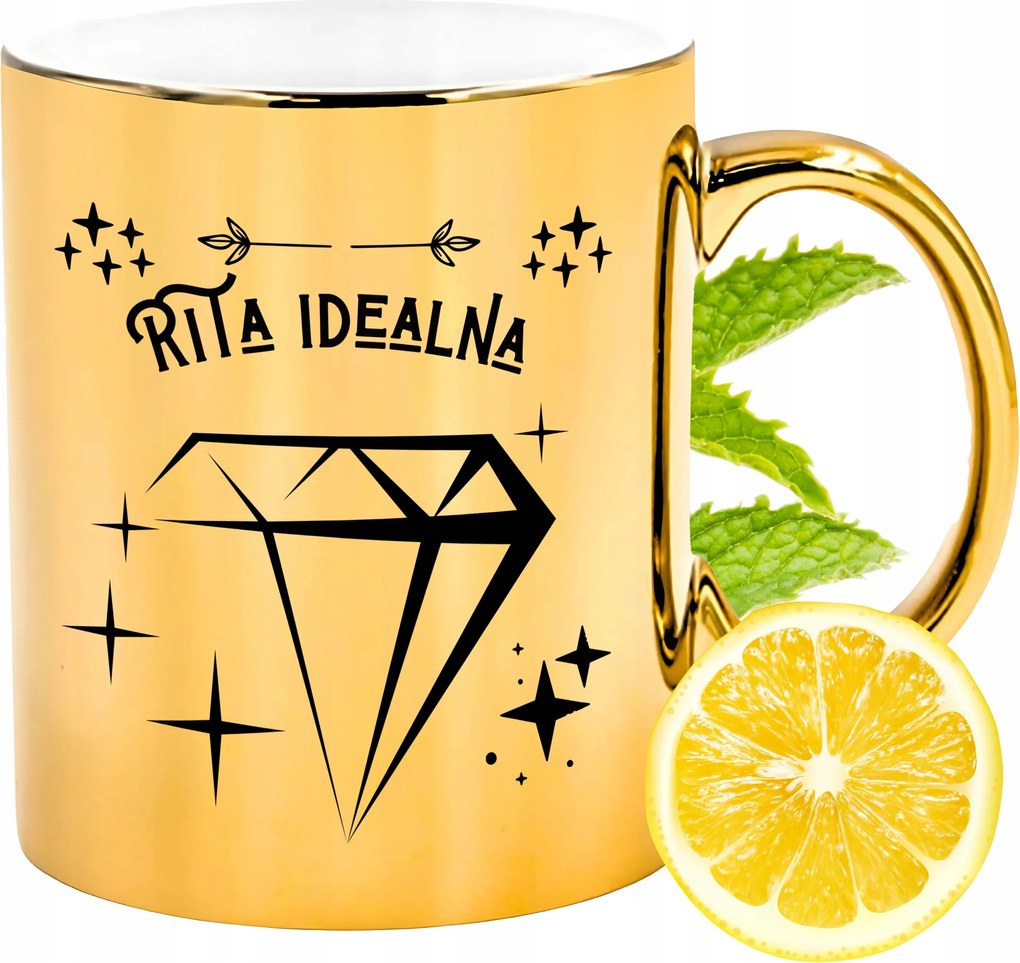 Prémium Arany Csillogó Bögre Rita Ajándék Nyomtatott Fotóval