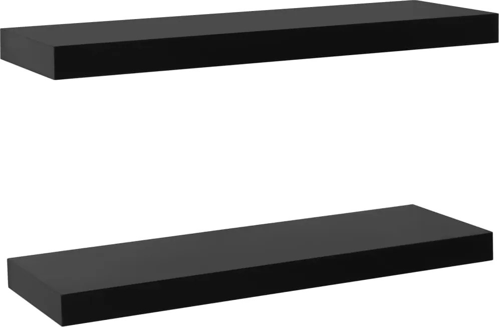vidaXL 2 darab fekete lebegő fali polc 60 x 20 x 3,8 cm