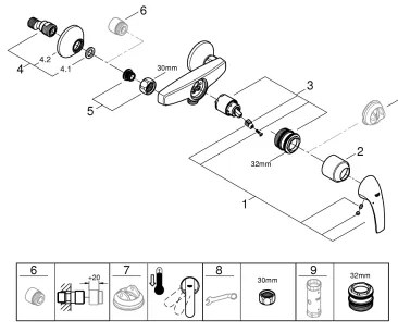 GROHE 23631000 - BAUCURVE 150 mm zuhanycsaptelep, fényes króm