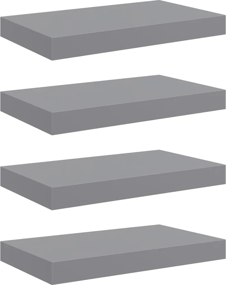 vidaXL 4 db szürke MDF lebegő fali polc 40 x 23 x 3,8 cm