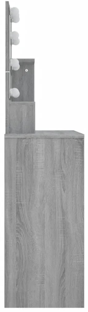 szürke sonoma LED-es fésülködőasztal 86,5 x 35 x 136 cm