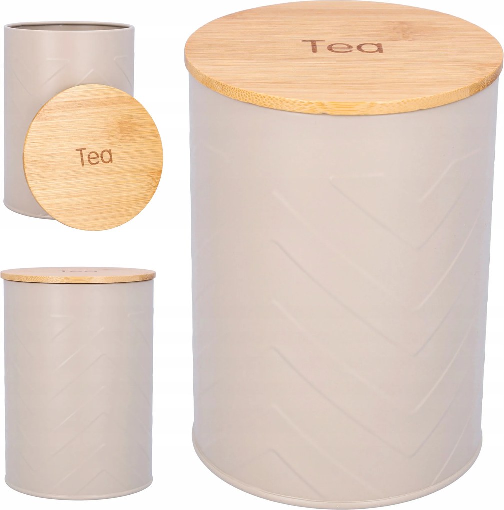 Tea Tartály bézs fém 1,4l bambusz skandináv stílus