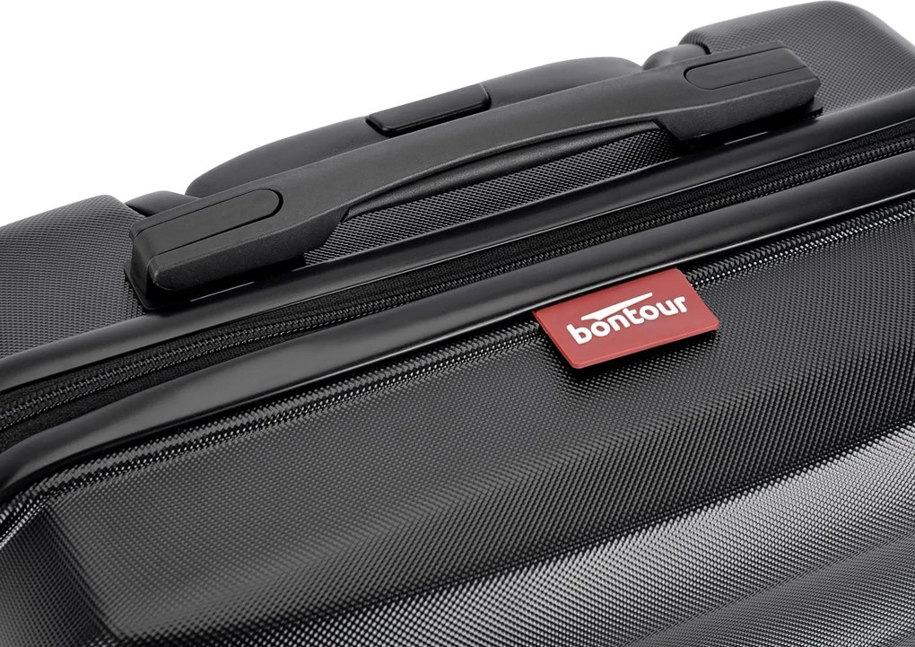 BONTOUR “wave” közepes duplakerekes gurulós bőrönd, fekete, m méretű