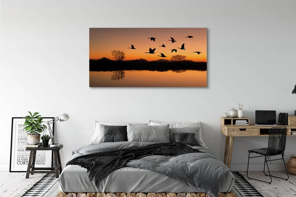 Canvas képek Repülő madarak naplemente 120x60 cm