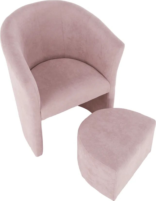 Klub fotel puffal, rózsaszín, ROSE