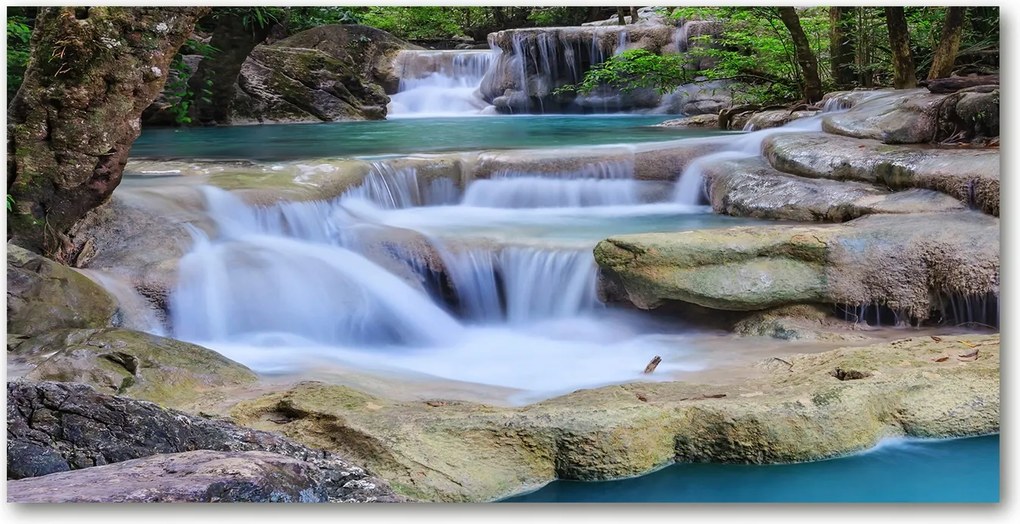 Fotótapéta üvegfalra Kaszkád az erdőben 140x70