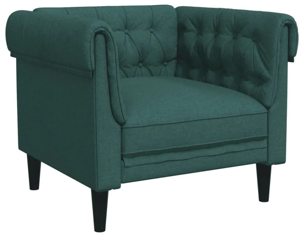 sötétzöld szövet Chesterfield kanapé