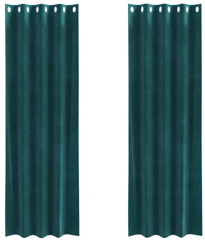 Függönyök függönyökkel 2 pcs Sötétzöld 140 x 260 cm Bársony