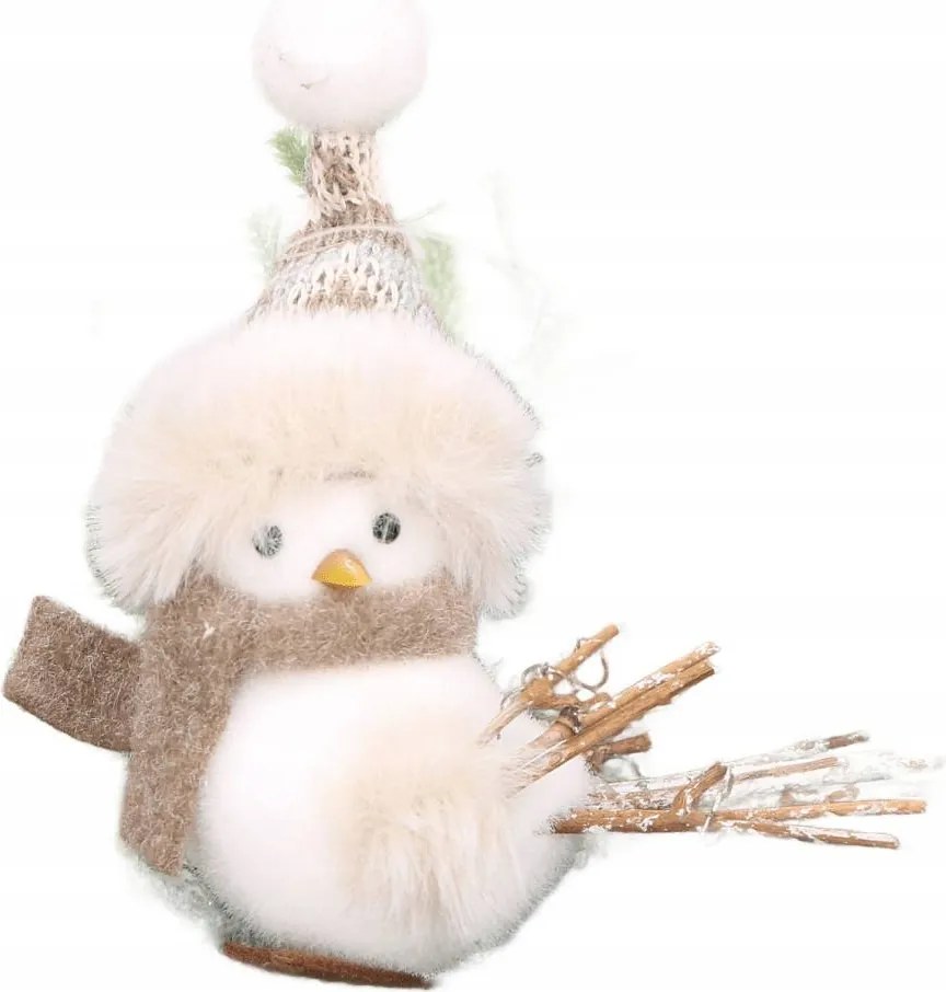 Téli madárka fehér-barna karácsonyi medál 12 cm