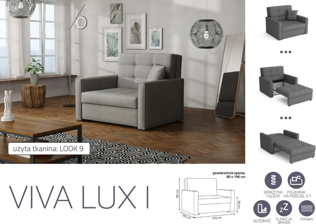 VIVA LUX I. előre nyíló fotelágy Look 9 színben