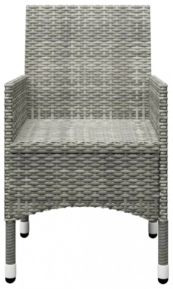 3 részes szürke polyrattan és edzett üveg kerti bisztrószett