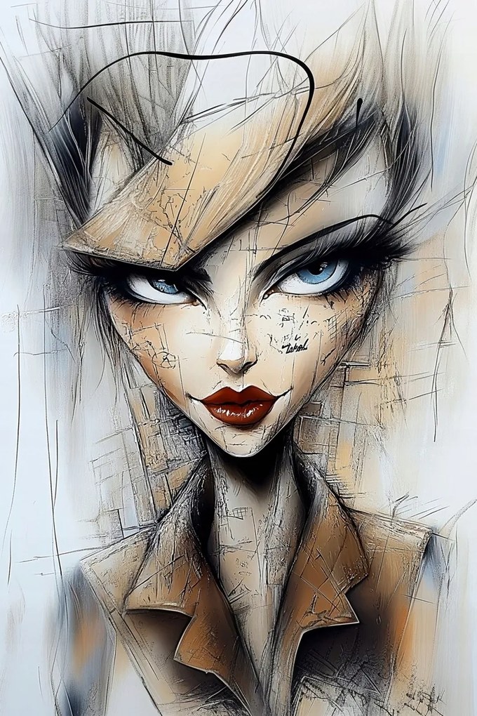 Vászonkép Canvas Portré Nő Művészeti Vázlat Modern 80x120