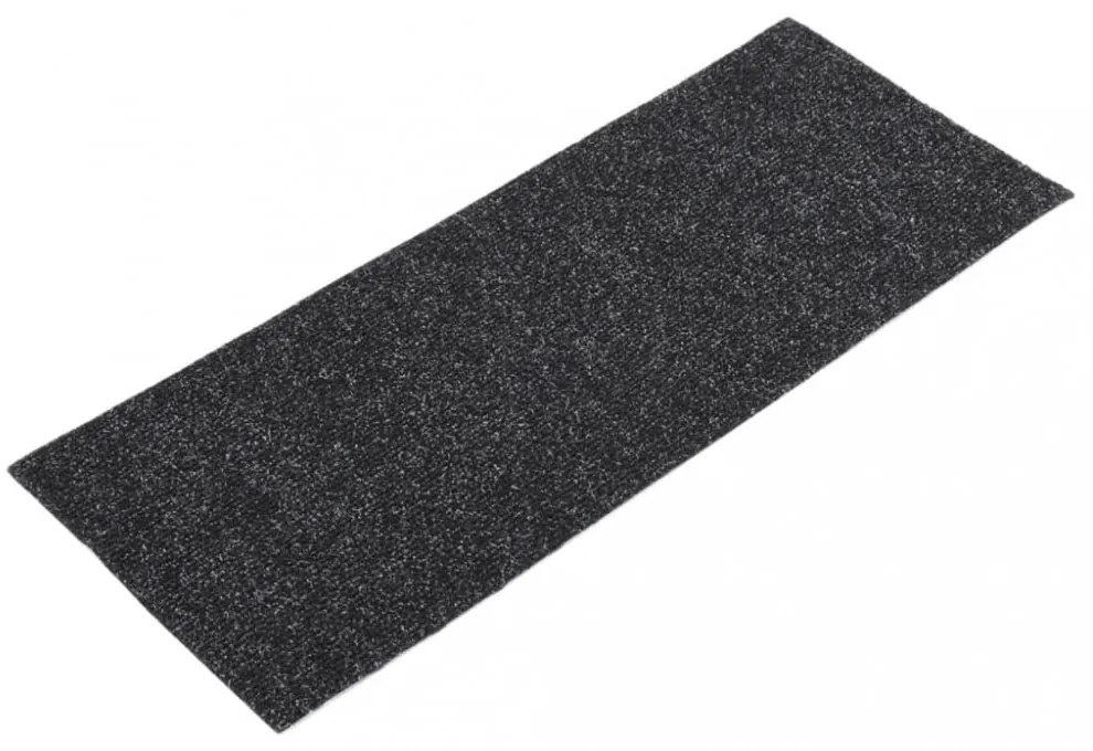 15 db fekete négyszögletes öntapadó lépcsőszőnyeg 60 x 25 cm