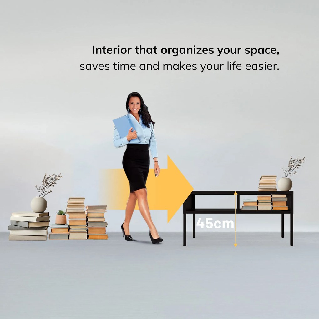 MATTEO dohányzóasztal 900 x 450 x 450 mm, fekete