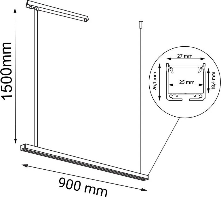 ANTIGO 8652 HANAWA Modern Led Függesztett Lámpa Fekete LED IP20