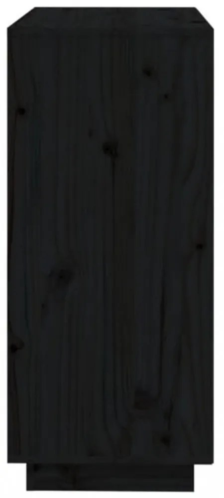 fekete tömör fenyőfa tálalószekrény 74x35x80 cm