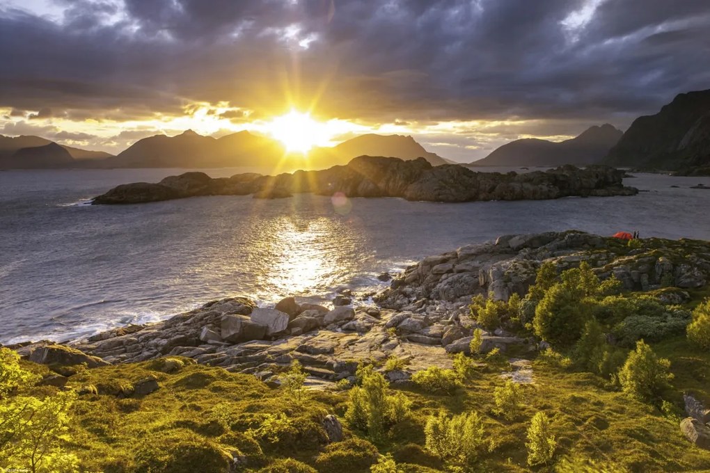 Poszter 45x30cm Naplemente a norvég fjordban, Assaf Frank