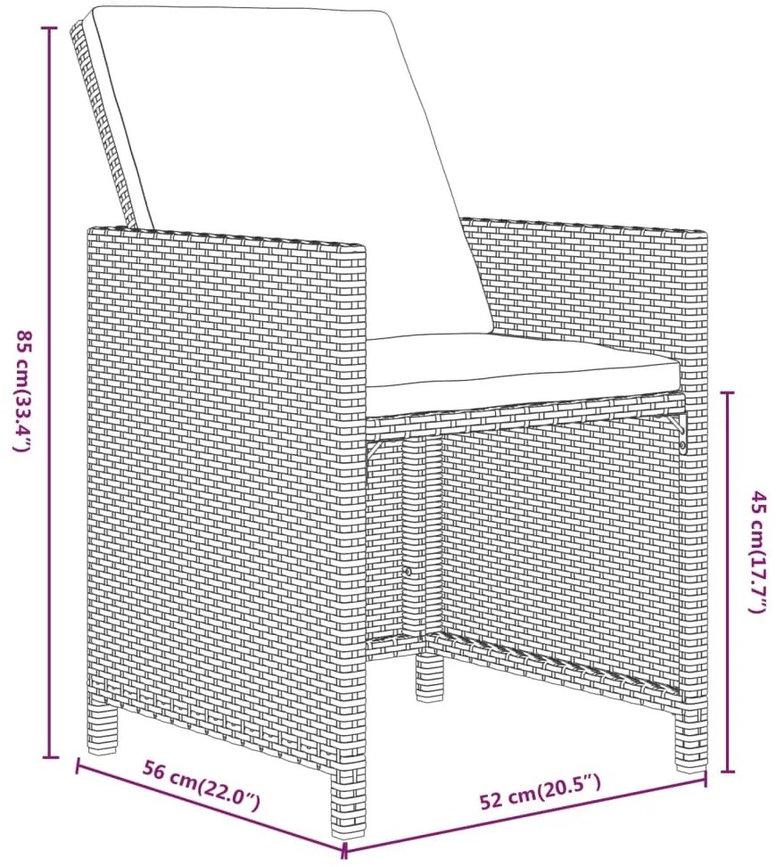 21 részes szürke polyrattan kerti étkezőgarnitúra párnákkal