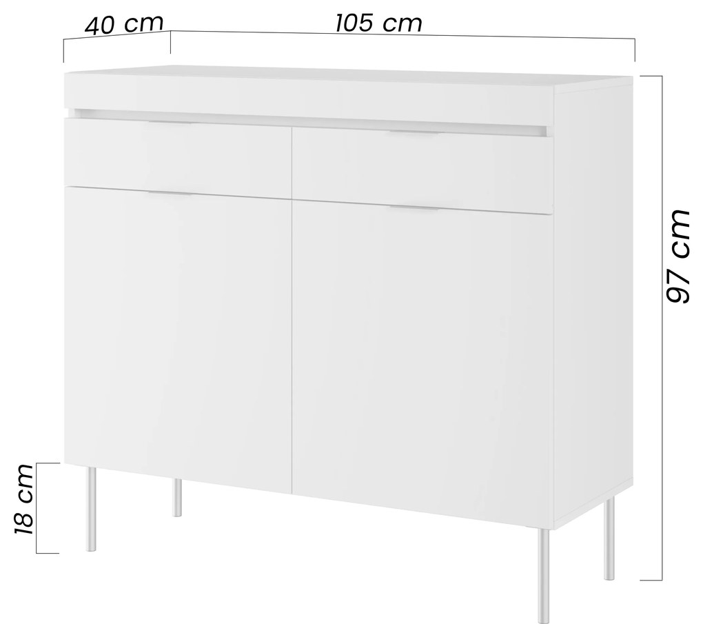 Sentia komód 105 cm, kétajtós két fiókkal - kasmír / fekete