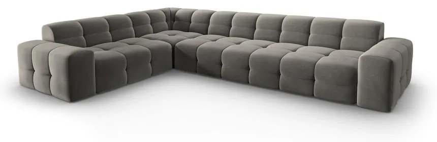 Szürke bársony sarokkanapé (bal oldali) Kendal – Micadoni Home