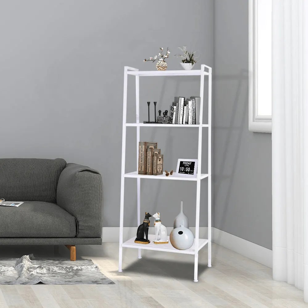 4 polcos fém polcállvány, fehér, ALDEA