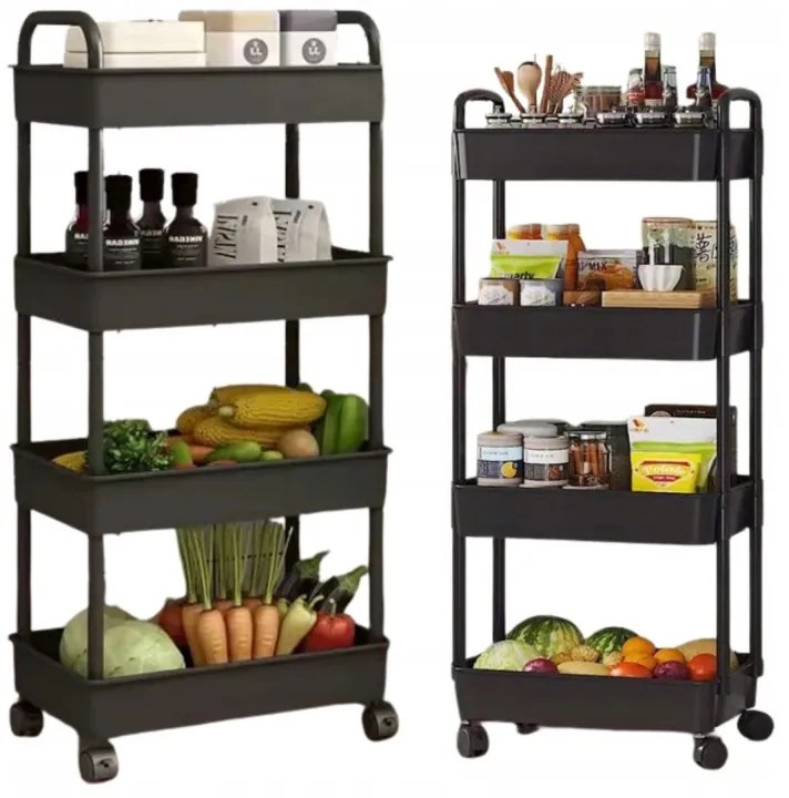 Polcos állvány kerekekkel POZIO 37x22x95 cm fekete