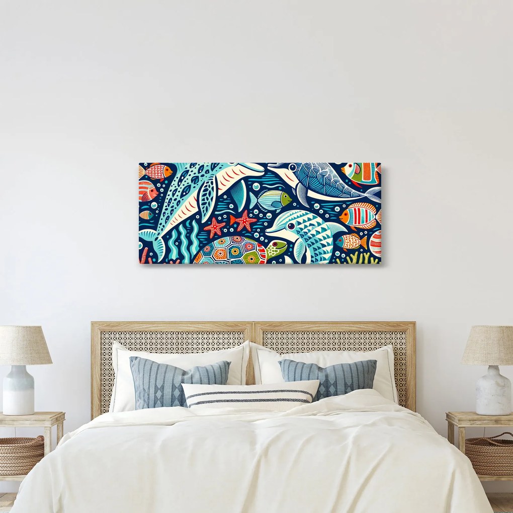 Kép – Rajzolt vízi állatok (120x50 cm)