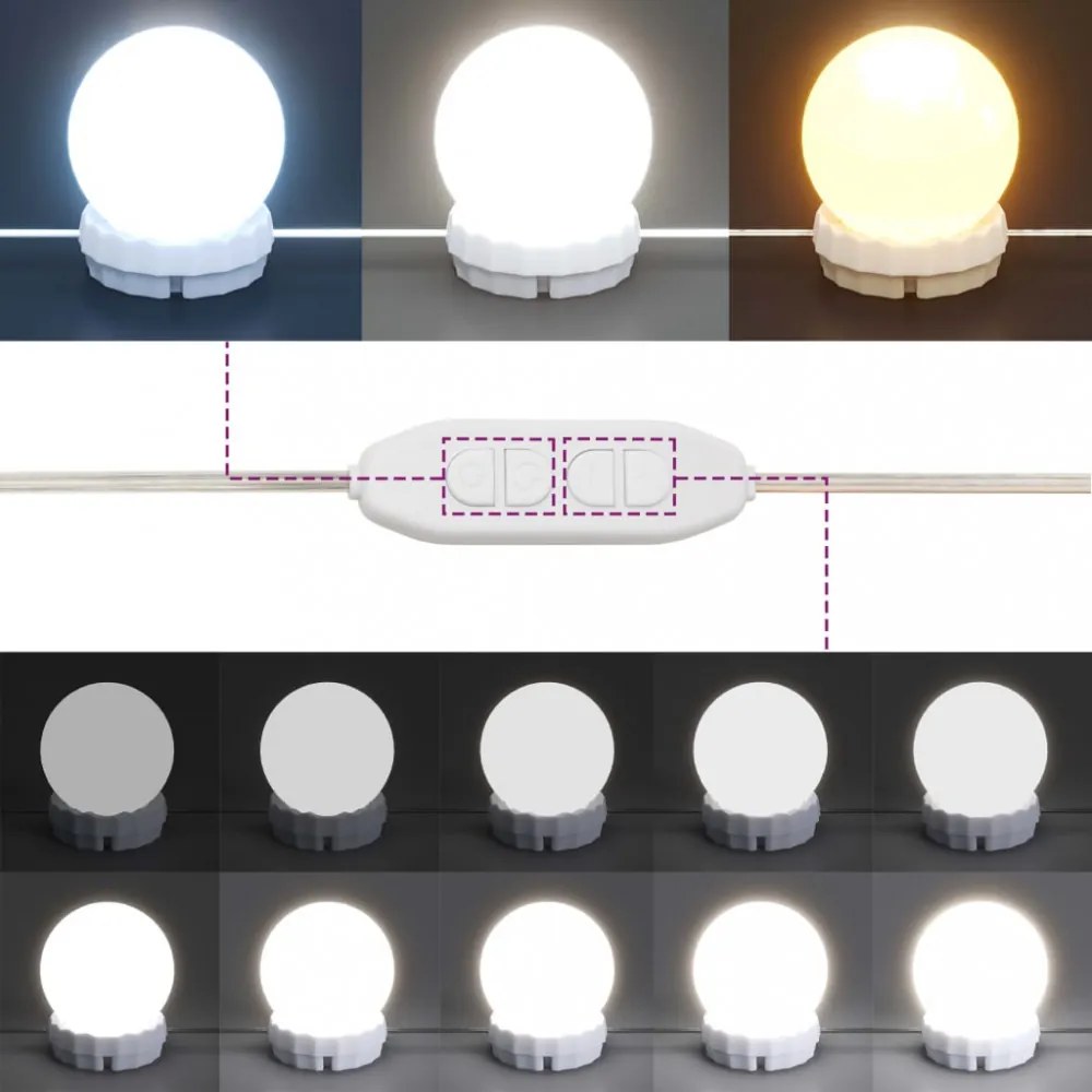 füstös tölgy színű tükrös szekrény LED-ekkel 90 x 31,5 x 62 cm