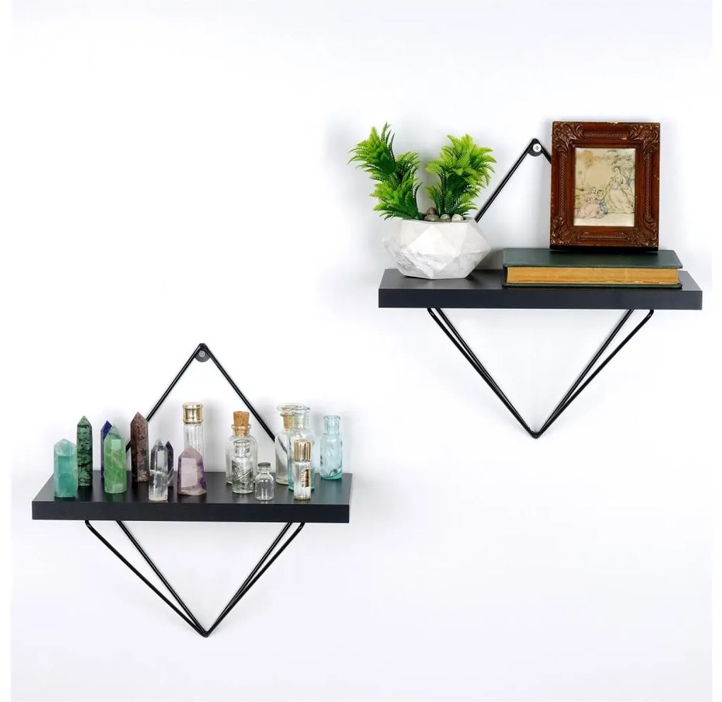 KÉSZLET 2x Fali polc fekete