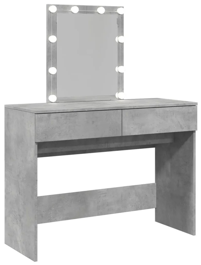 betonszürke fésülködőasztal LED-del 100 x 40 x 130 cm