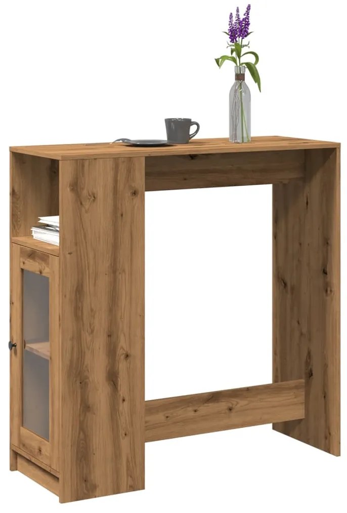 vidaXL kézműves tölgy szerelt fa bárasztal tárolókkal 101x40x103,5 cm