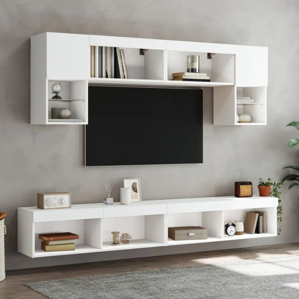 fehér TV-szekrény LED-világítással 100 x 30 x 30 cm