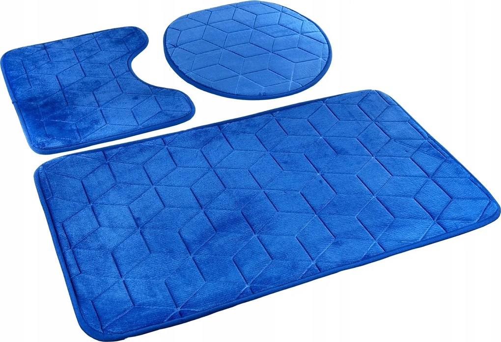 Fürdőszobaszőnyeg Sumba Kék Kobalt Csúszásgátló Szett 3 részes