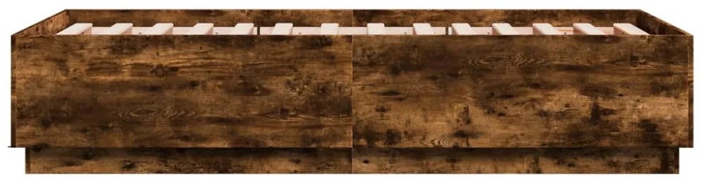 füstös tölgy színű szerelt fa ágykeret LED-del 90 x 190 cm