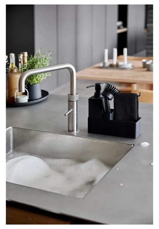 Fekete műanyag-szilikon mosogatóeszköz tartó Singles – Zone