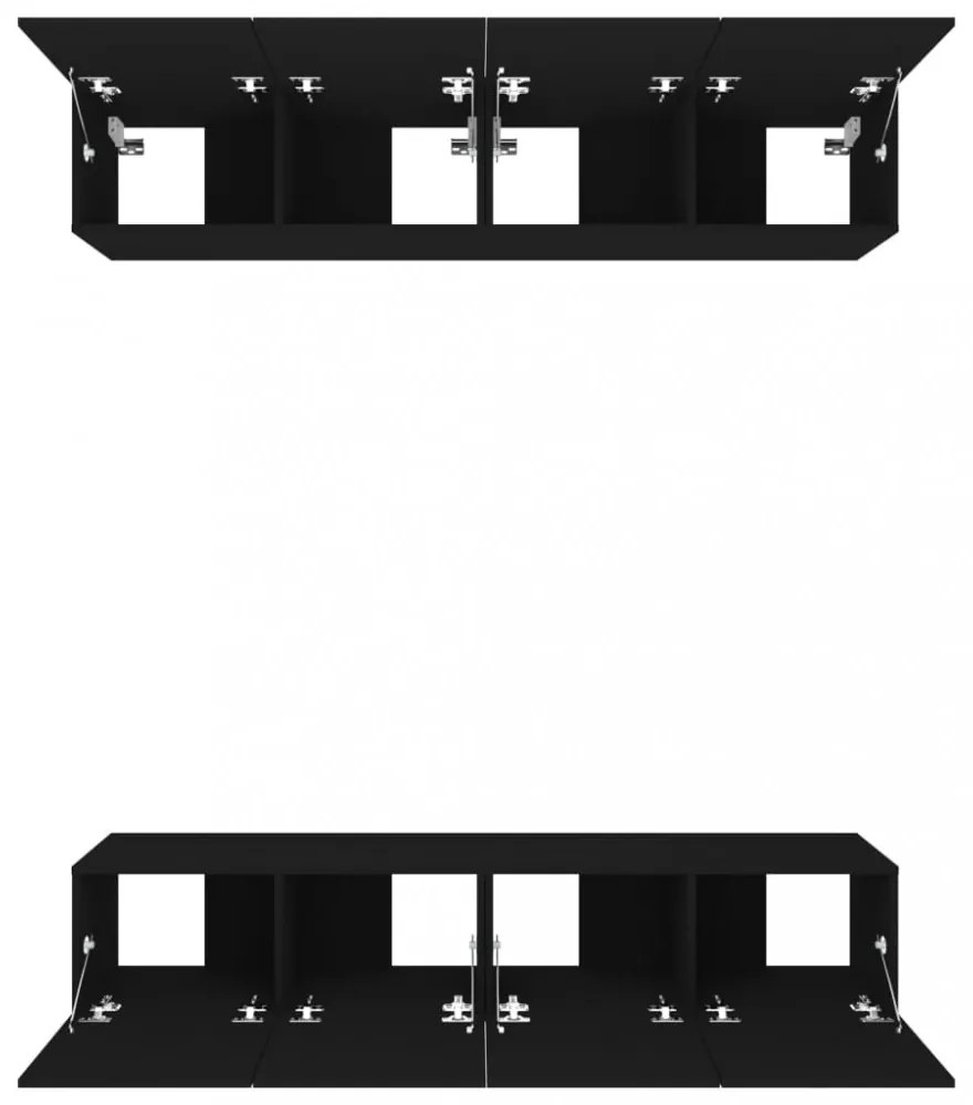4 db fekete szerelt fa TV-szekrény 80 x 30 x 30 cm