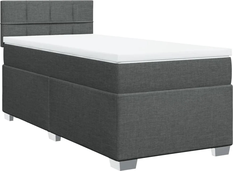 vidaXL sötétszürke szövet rugós ágy matraccal 90 x 200 cm