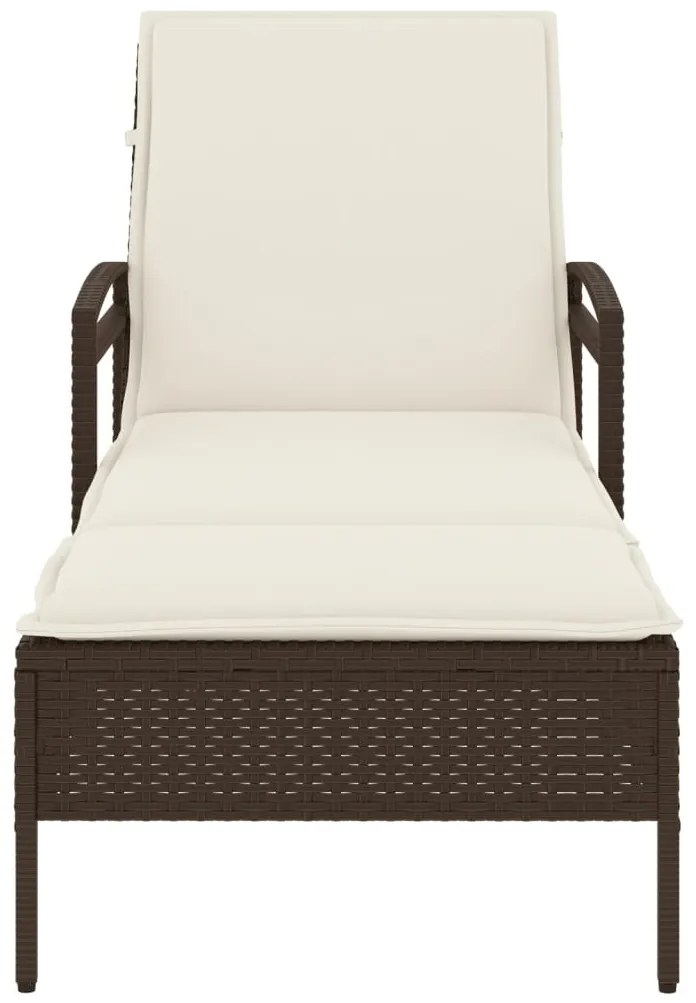Barna polyrattan napozóágy párnával 63x200x81 cm
