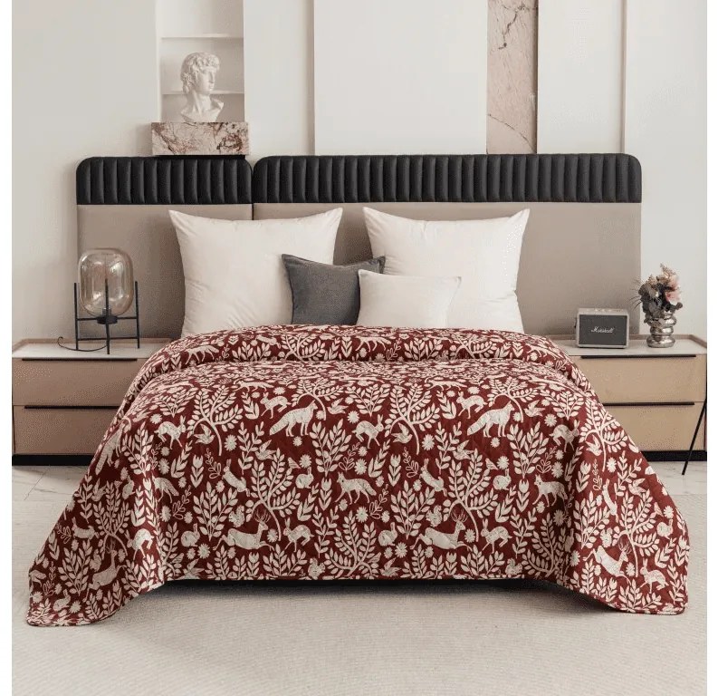 Ágytakaró FOREST ANIMALS barna Méret: 170 x 210 cm