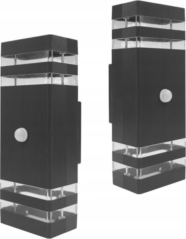 Kültéri Led lámpa Homlokzati lámpatest Pir mozgásérzékelő 2xGU10 Antracit