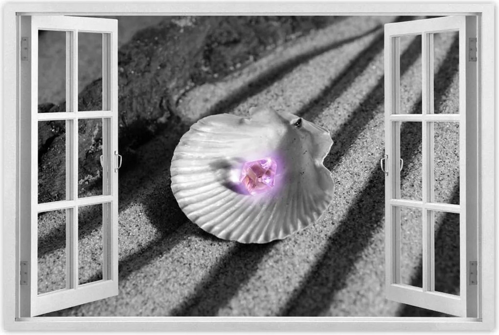 Poszterek 60x40 Kagyló és gyöngy Homok