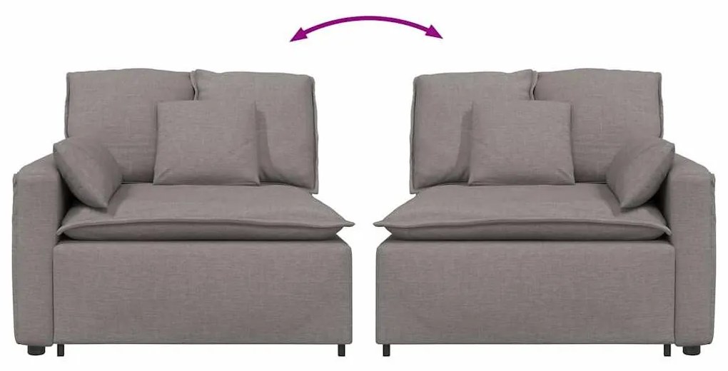 tópszínű moduláris kanapé karfás végmodul párnákkal 100 cm